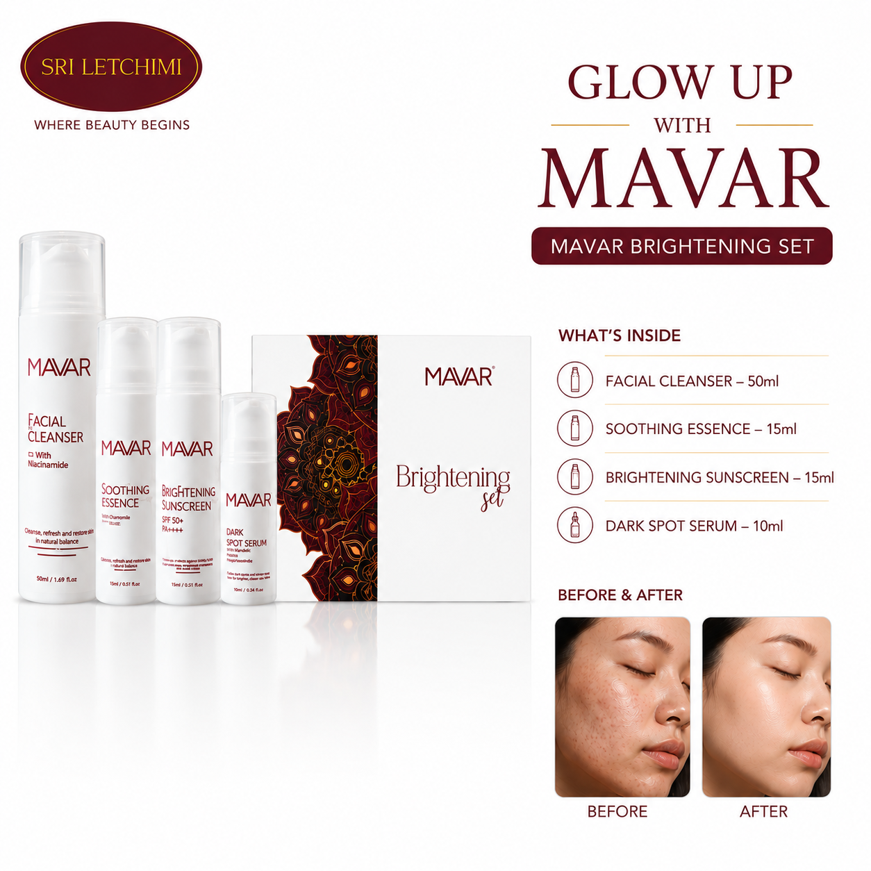 GLOW UP WITH MAVAR PROMO | Mavar Brightening Set | SRI Letchimi | Golden Shine HQ