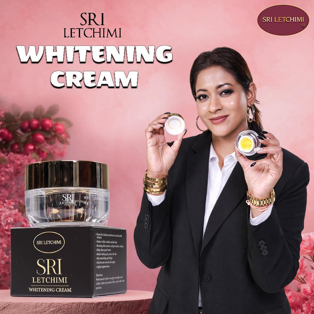 Sri Letchimi | Whitening Set | Basil Cleanser 60ml | Whitening Plus Serum | Whitening Cream | Lipmatte Elegant Brown Code #01 | Golden Shine HQ